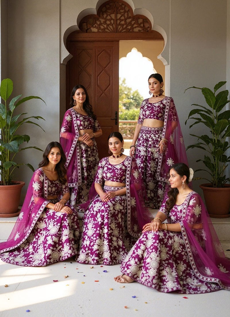 Purple Silk Embroidered Sequins Gorgeous Lehenga Wedding Wear