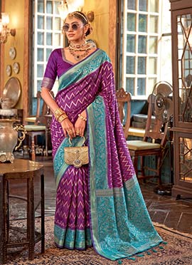 Purple Silk Zari Saree