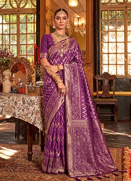 Purple Silk Zari Saree