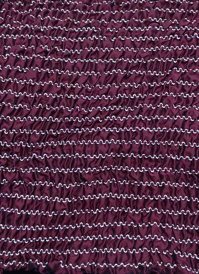 Purple Taffeta Embroidered Fabric