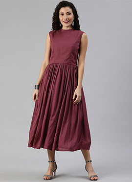 Purple Modal Close Neck Sleeveless Dress