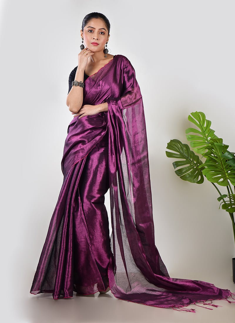 Purple Tissue Saree After Six Wear