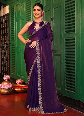 Purple Tissue Stone Work Saree