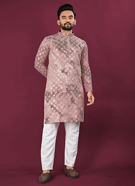 Purple Viscose Rayon Lucknowi Chikankari Sequins Kurta Pyjama