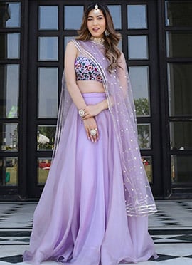 Radiant Charm Lavender Organza Net Embroidered Sequins Lehenga
