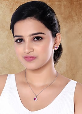 Radiant Dark Pink American Diamond Stone Pendant Set