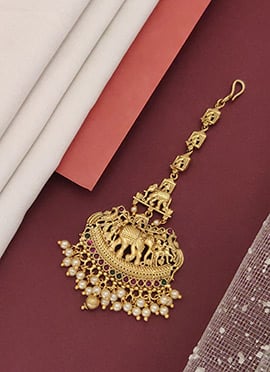 Radiant Gold Beads Kundan Mangtikka