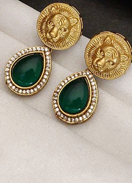 Radiant Green Kundan Stones Danglers