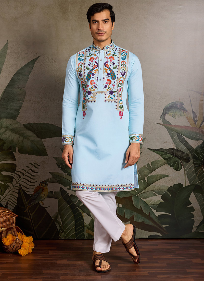 Radiant Green Viscose Silk Embroidered Sequins Thread Kurta
