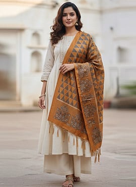Radiant Mustard Silk Digital Print Dupatta