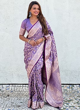 Radiant Purple Banarasi Silk Zari Woven Saree