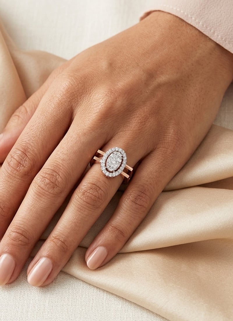 Radiant Rose Gold 925 Sterling Silver Moissanite Ring Wedding Wear