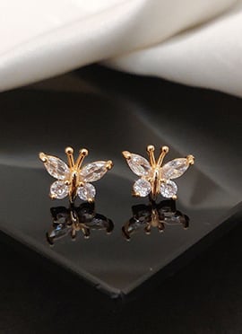 Radiant Rose Gold Kundan Cubic Zircon American Diamond Studs