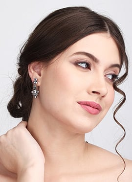 Radiant Silver Stone Danglers