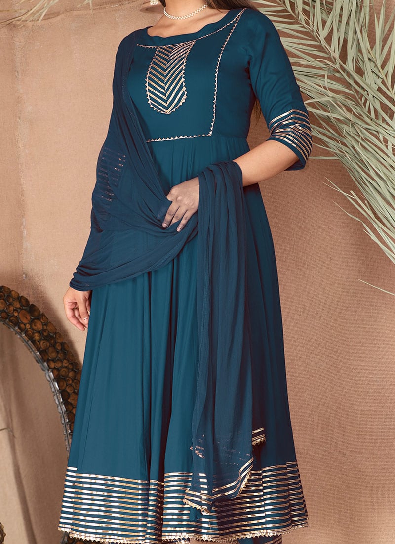Brown Heavy 14 Kg Rayon Anarkali Suit