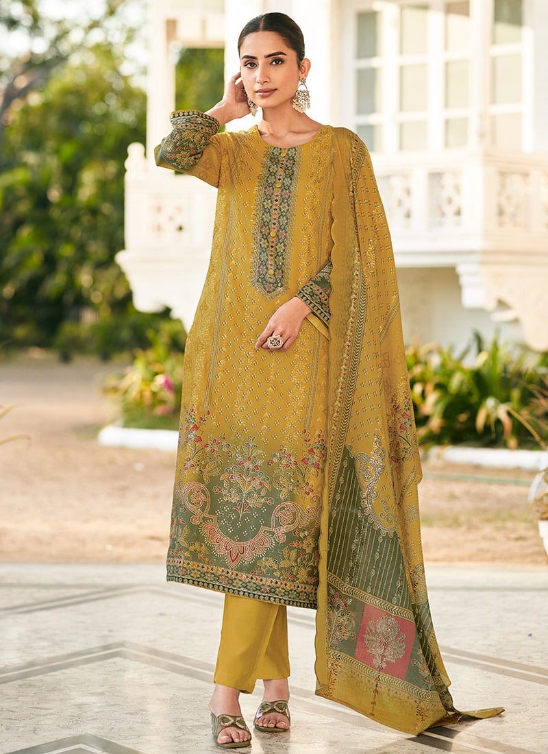 Radiant Yellow Lawn Cotton Digital Print Straight Pant Suit After Six Wear
