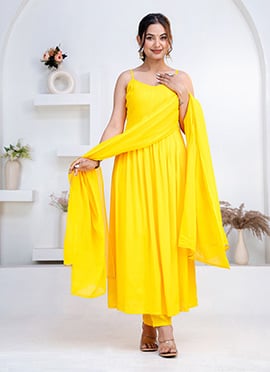 Radiant Yellow Rayon Anarkali Suit