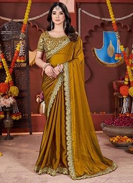 Radiant Yellow Silk Zari Embroidered Saree