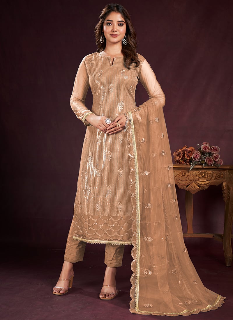 Beige Butterfly Net Pant Suit main image 0