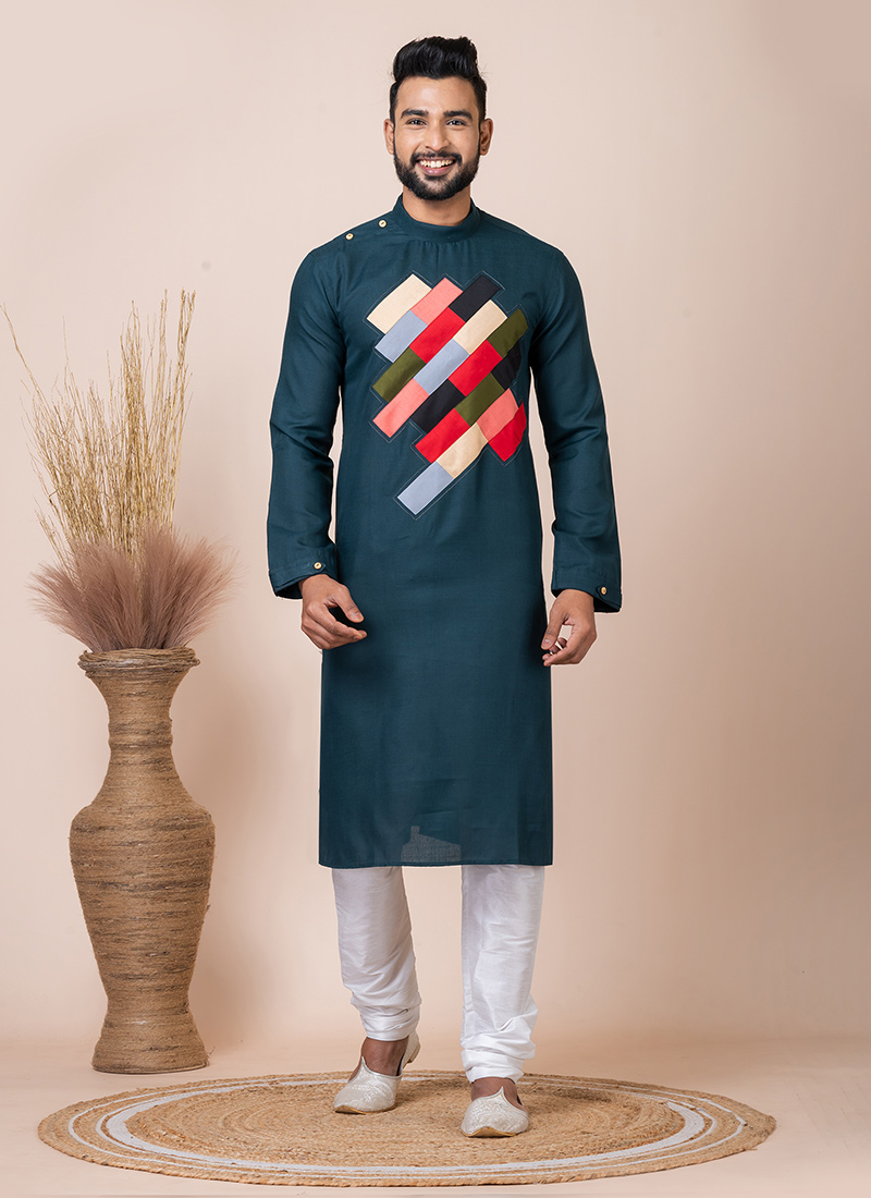 Rama Green Cotton Kurta Pyjama