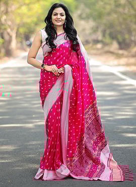 Rani Pink Banarasi Silk Jacquard Saree