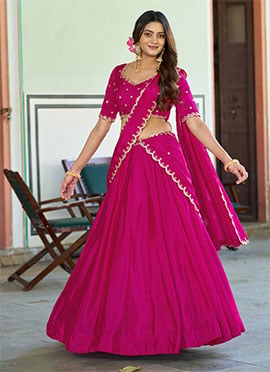 Rani Pink Chinon Embroidered Sequins Lehenga