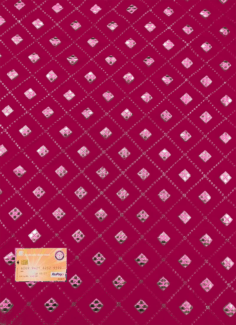 Rani Pink Embroidered Georgette Fabric
