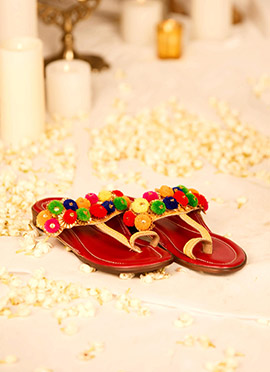 Rani Pink Gota Work Kolapuris