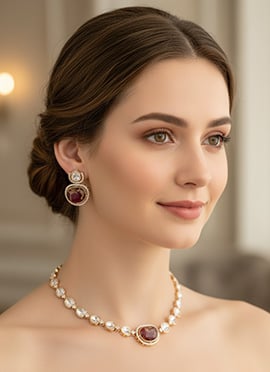 Rani Pink Kundan With Stone Work Choker Set