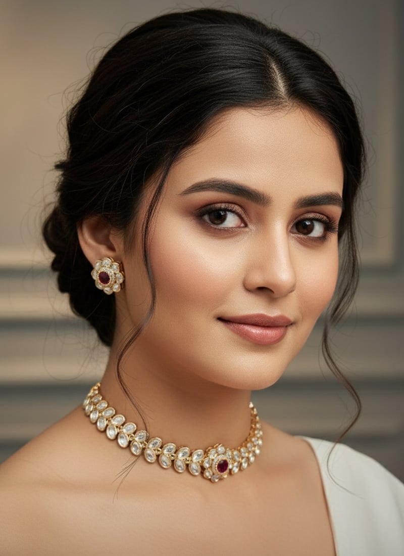 Rani Pink Kundan With Stone Work Choker Set Wedding Wear