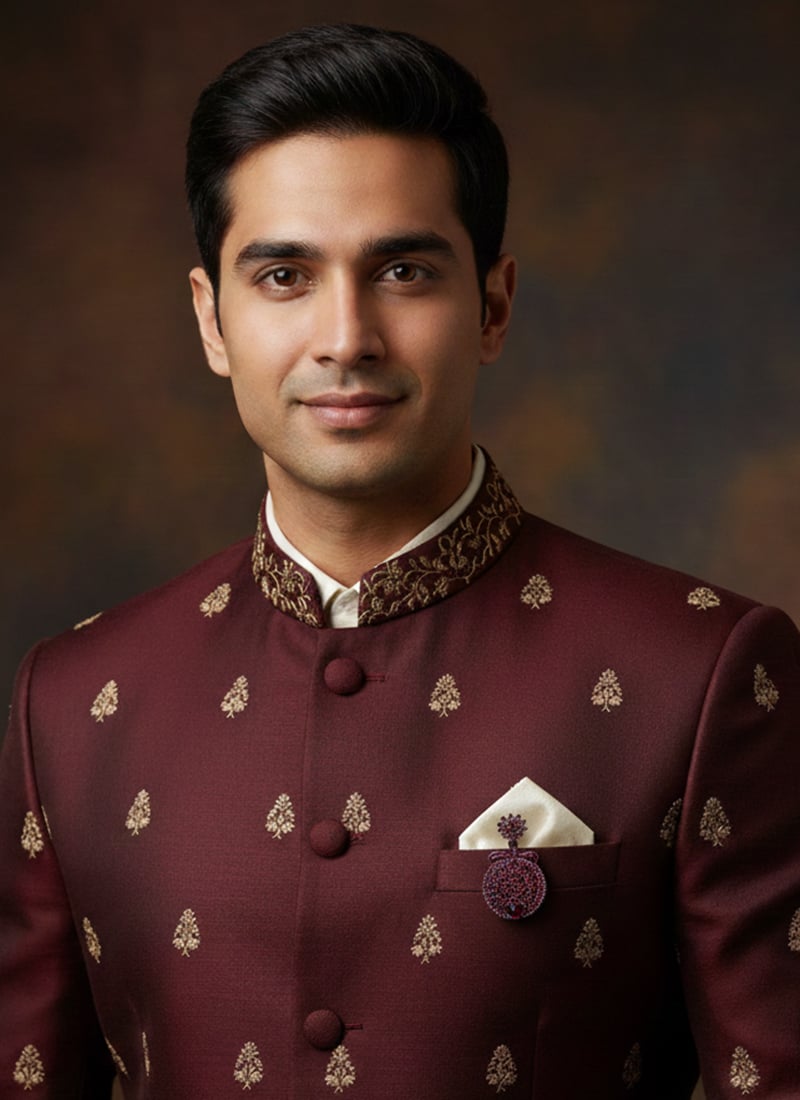 Rani Pink Stone Work Brooch For Men