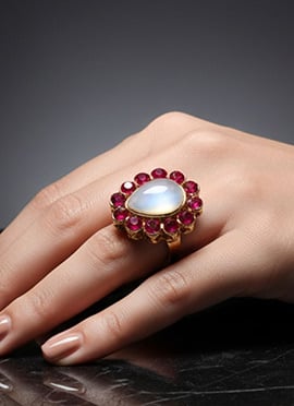 Rani Pink Stones Kundan Ring