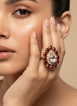 Rani Pink Stones Kundan Ring