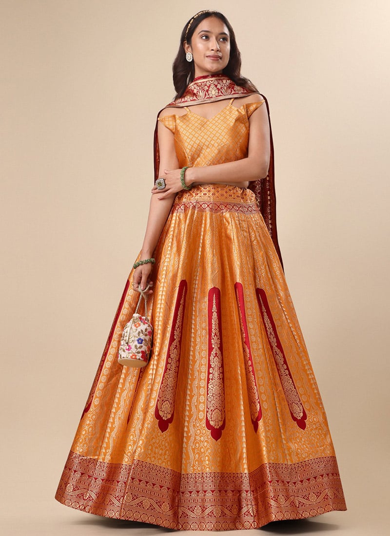Ravishing Jacquard Brocade Silk A Line Lehenga Party Wear