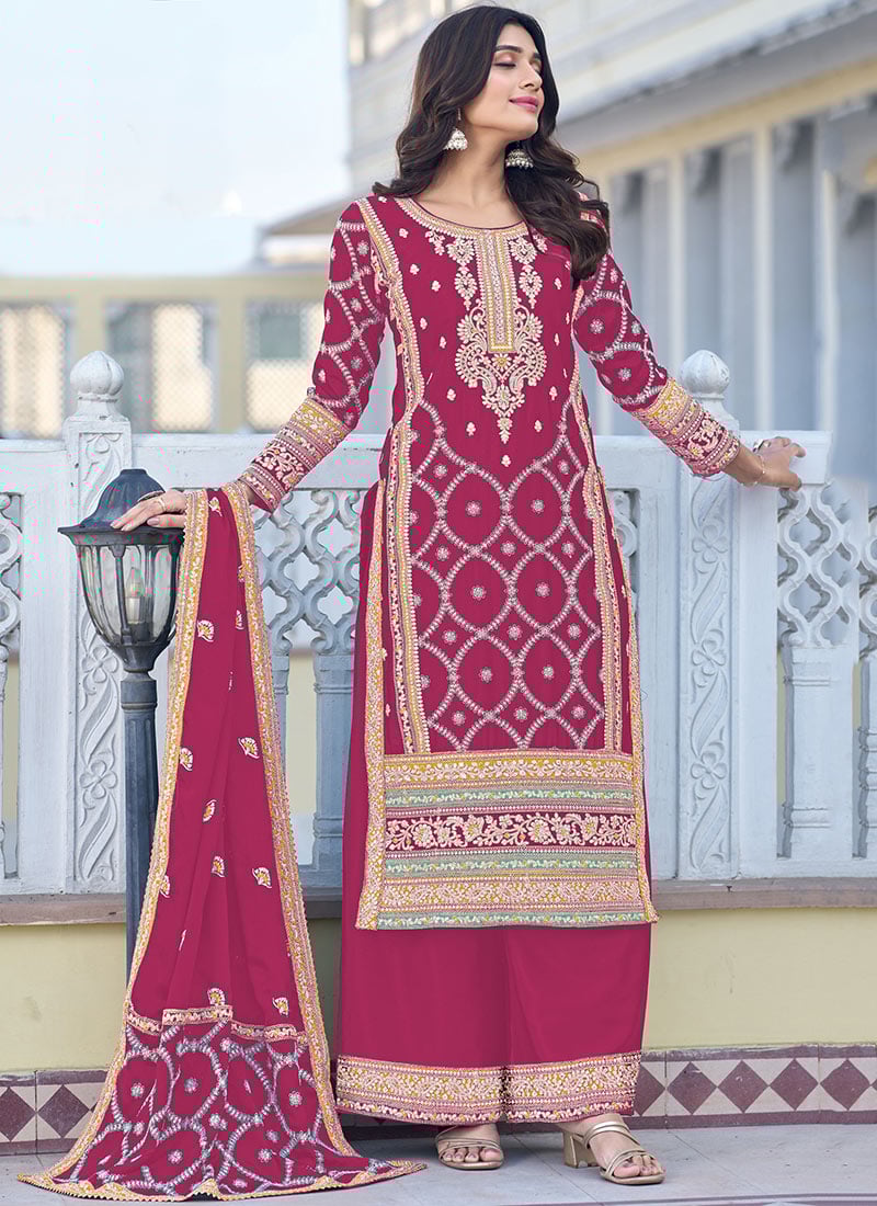 Ravishingly Embroidered Sequins Palazzo Suit Party Wear
