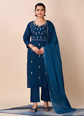 Rayon Slub Zari Straight Pant Suit