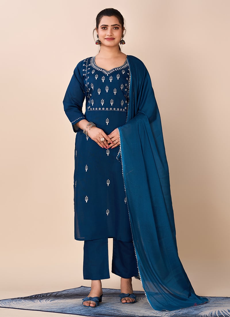 Rayon Slub Zari Straight Pant Suit After Six Wear