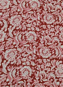 Red Art Silk Cotton Mill Print Fabric