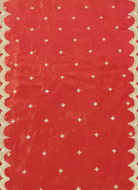 Red Art Silk Embroidered Fabric