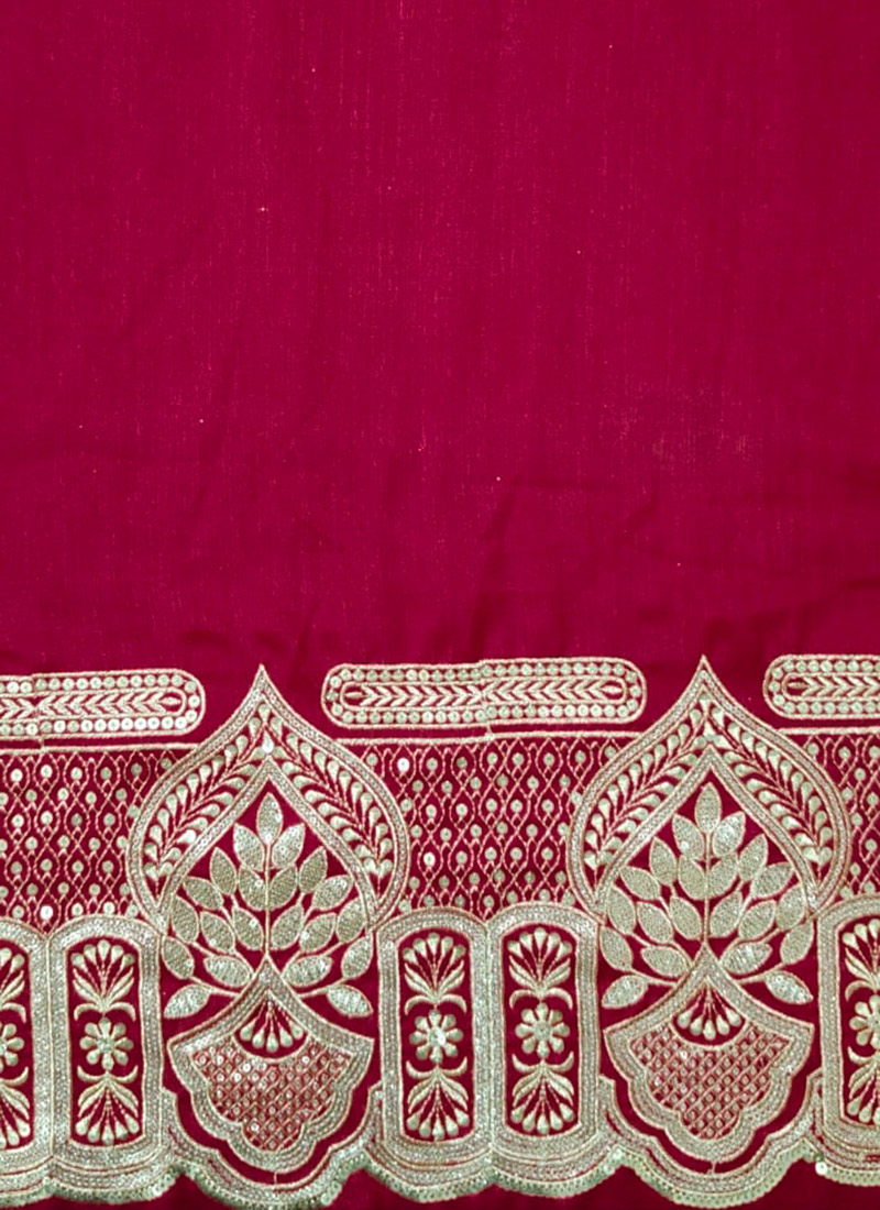 Red Art Silk Embroidered Sequins Fabric