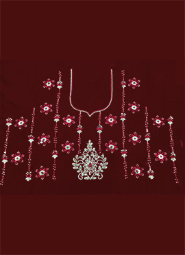 Maroon Rangoli Silk Embroidered Sequins Fabric