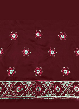 Maroon Rangoli Silk Embroidered Sequins Fabric