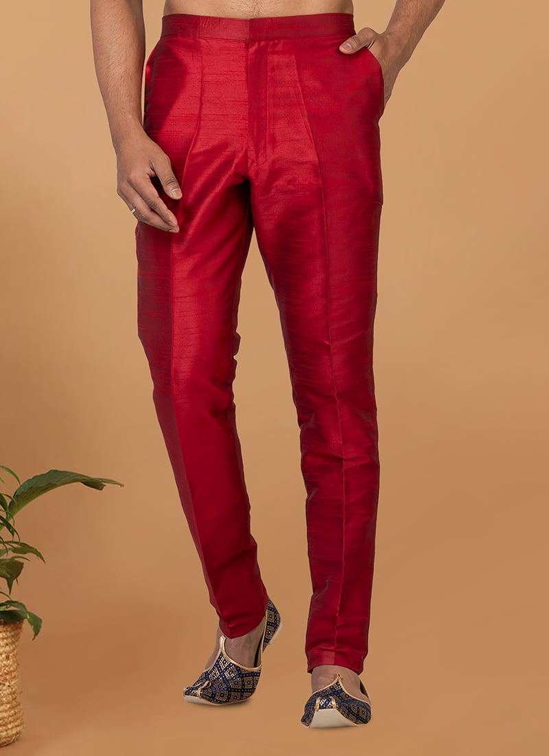Red Art Silk Pant