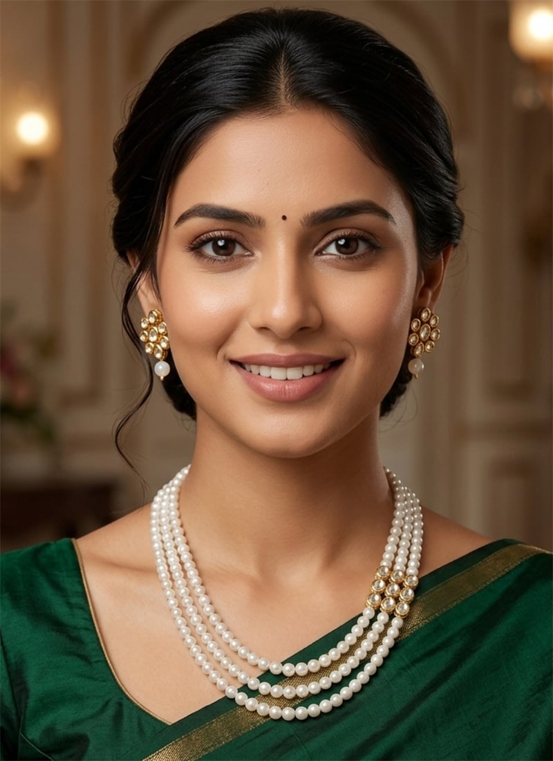 Red Beaded Layered Kundan Necklace Set After Six Wear