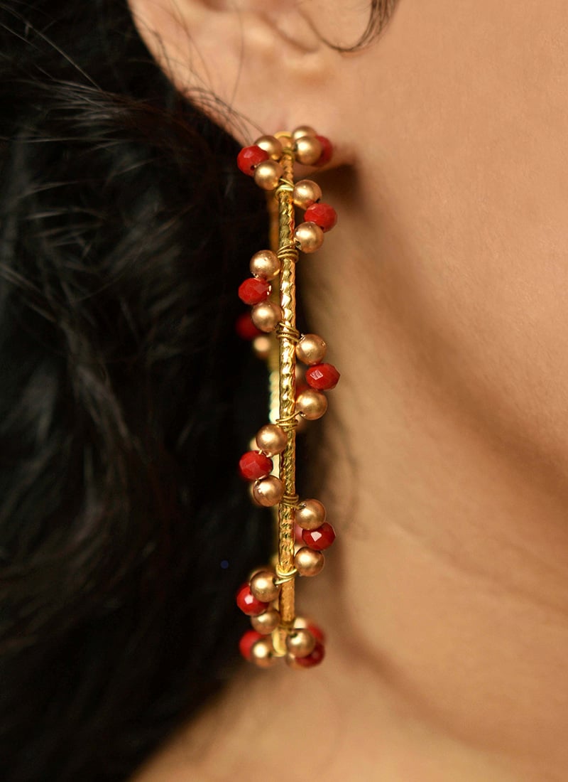 Red Beads Hoops After Six Wear