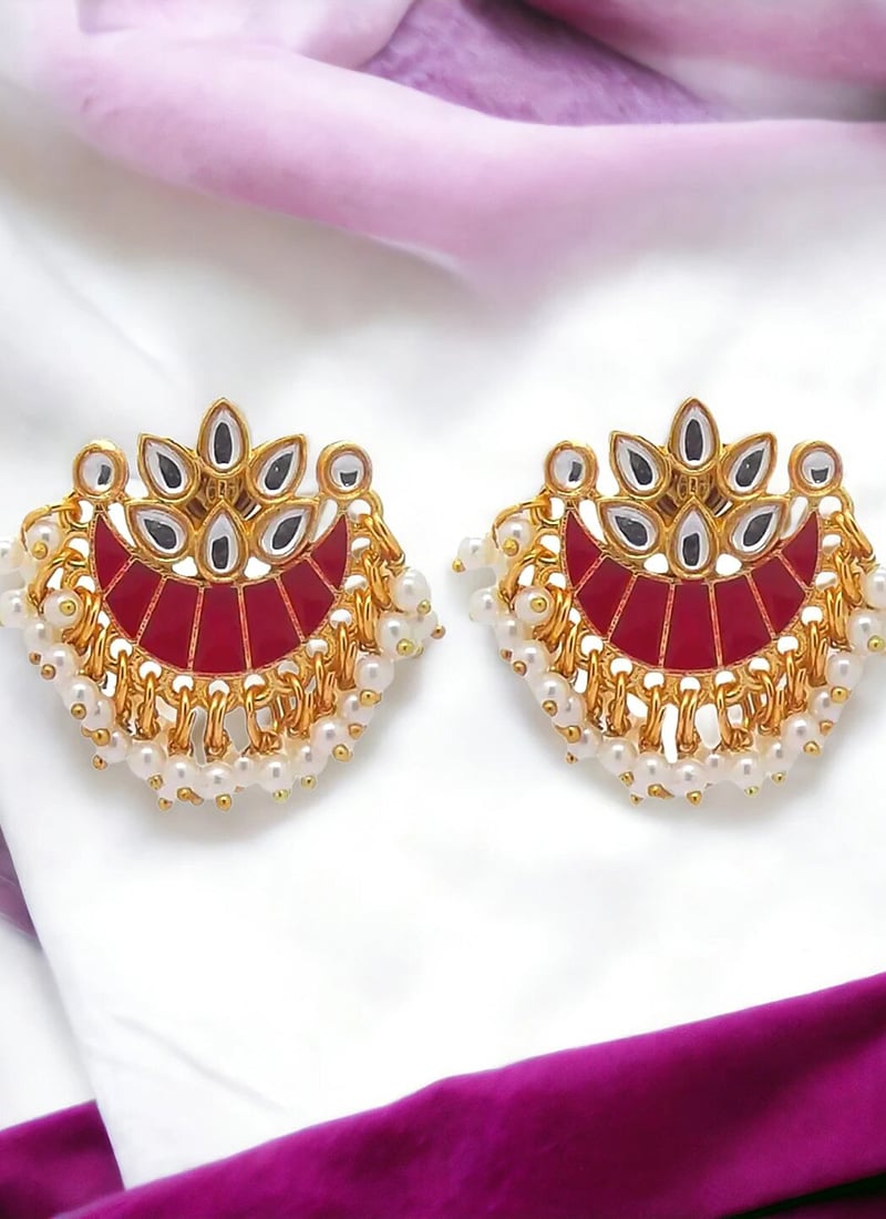 Red Beads Meenakari Drops Festive Wear