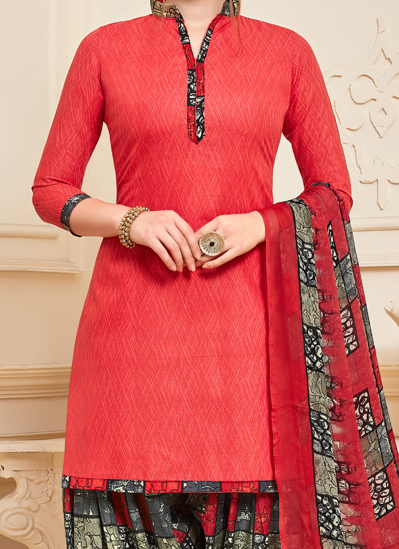 Red Cotton Chudidar Salwar Suits main image 1