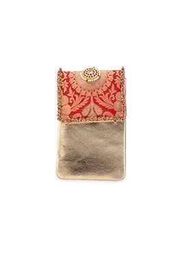 Red Brocade Beads Hand Bag