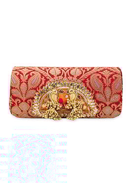 Red Brocade Gota Zari Hand Bag