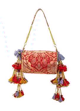 Red Brocade Hand Bag
